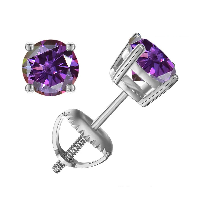 Moissanite Screws Back Ear Studs
