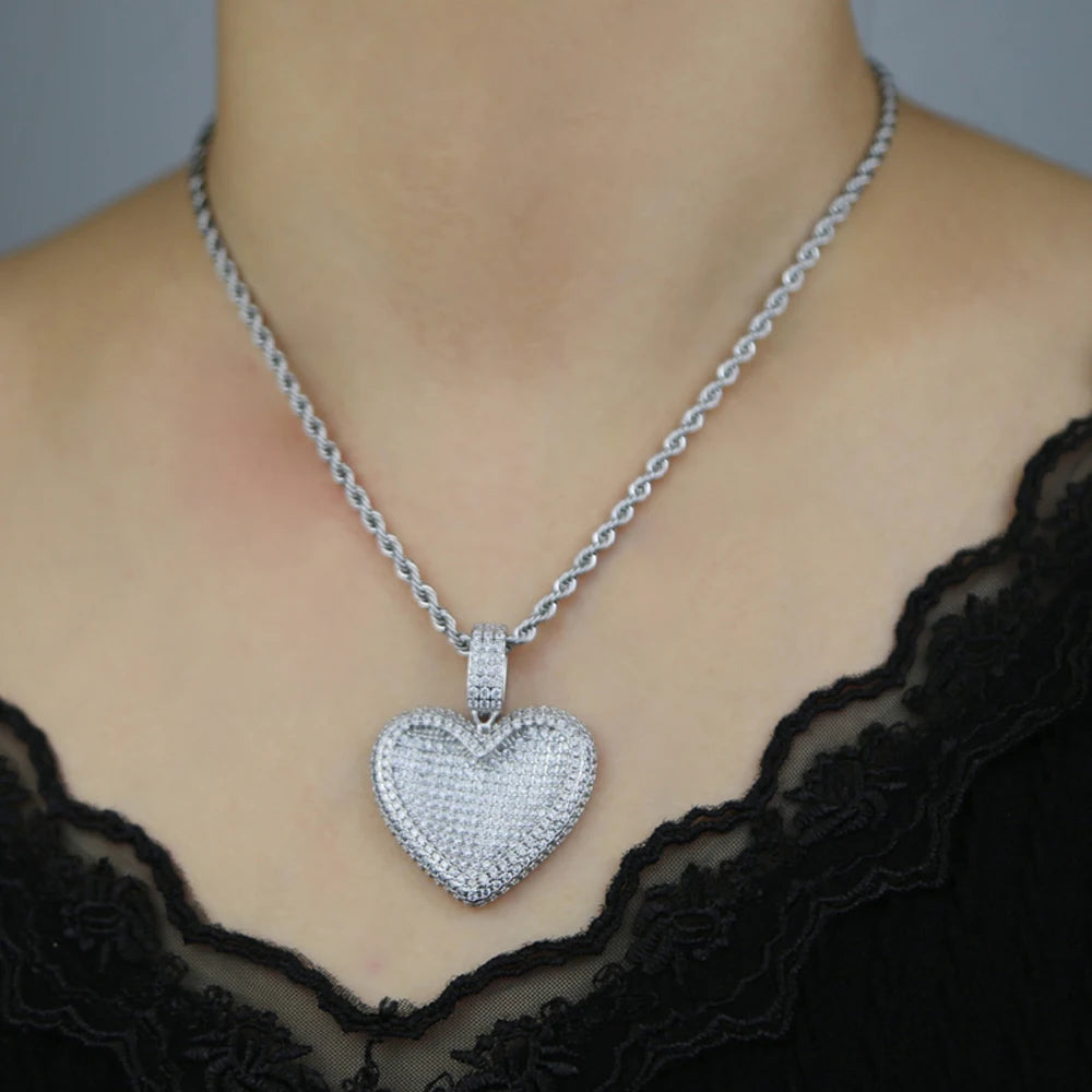 Miami Ice Moissanite Heart Pendant - Vermeil Gold