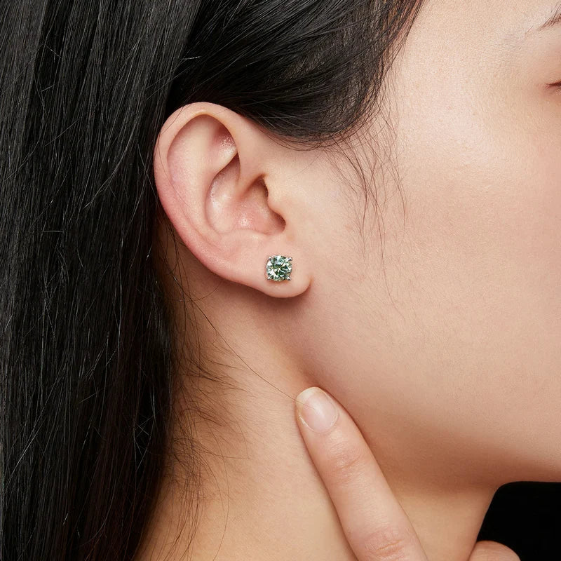 Miami Ice Blue Vvs Round 1ct Earrings - White Gold Vermeil