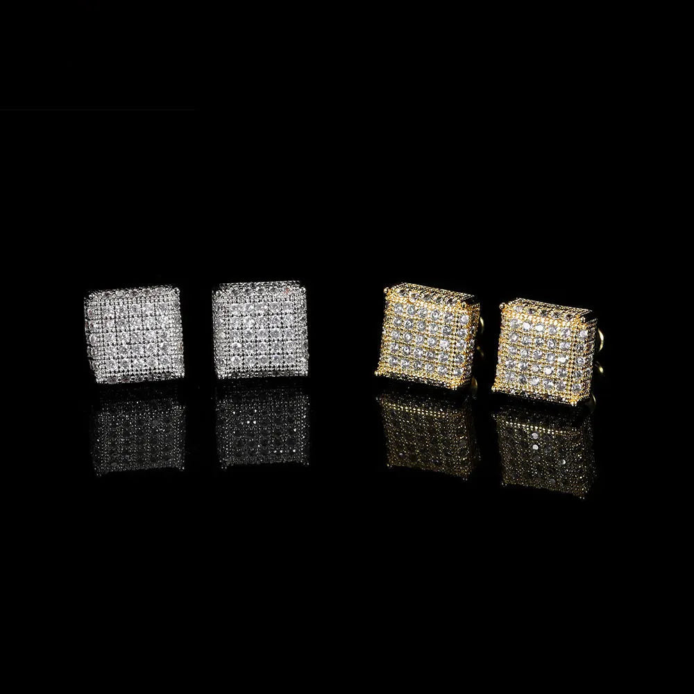 Miami Ice 10MM Cursive Tennis Screw Iced Out Stud Earrings