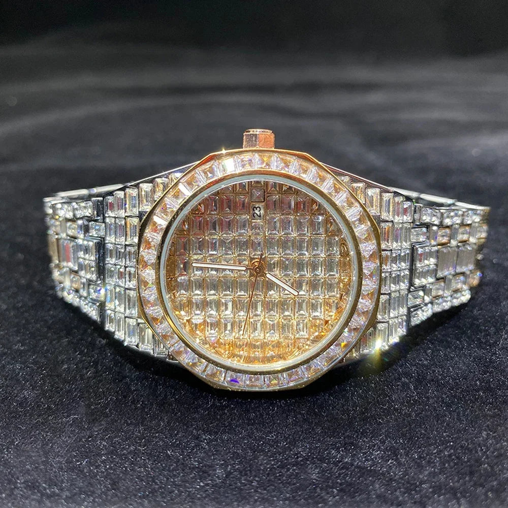 Miami Ice Luxury Hip Hop Men's Baguette Diamond Watch