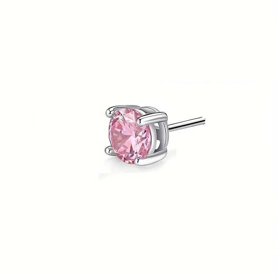 Miami Ice Pink Vvs Round 1ct Earrings - White Gold Vermeil