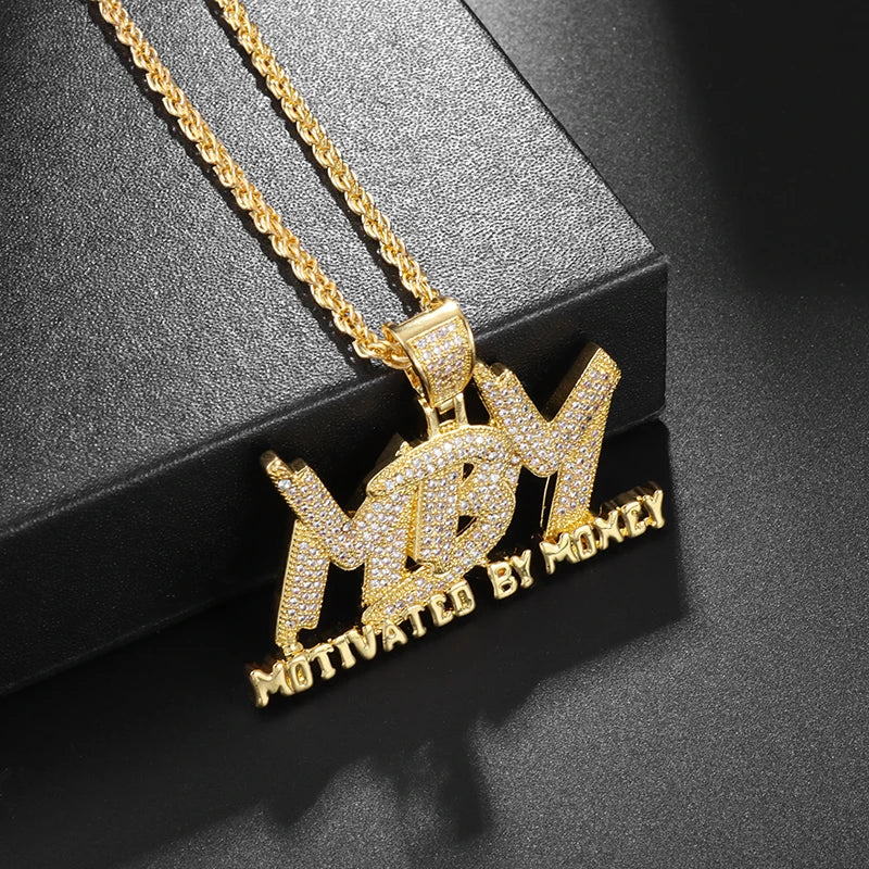 Hip Hop Ice Out Alphabet Savage Pendant Necklace