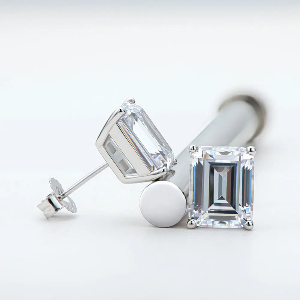 Emerald Cut Moissanite Earrings