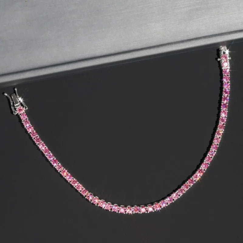 Miami Ice 3mm Tennis Necklace - Pink & White