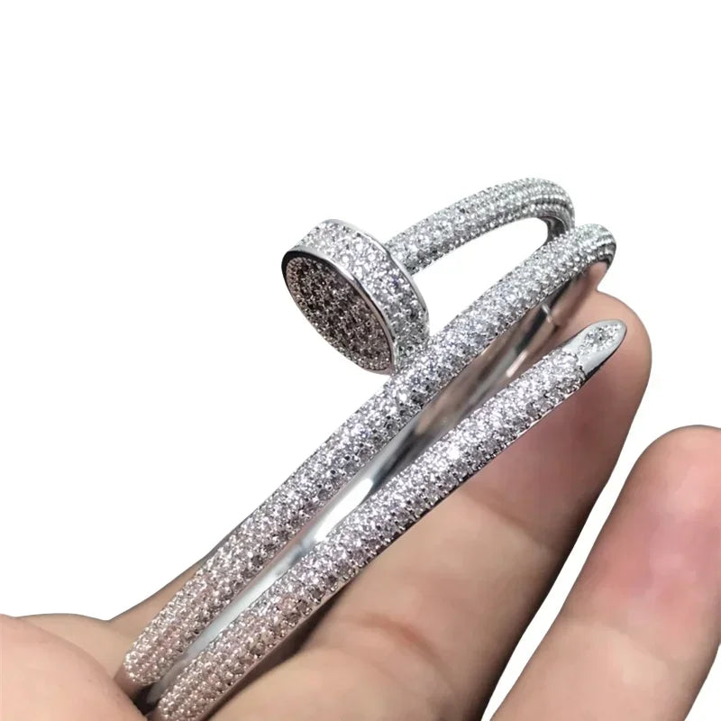 Miami Ice Iced Nail Bracelet - White Gold