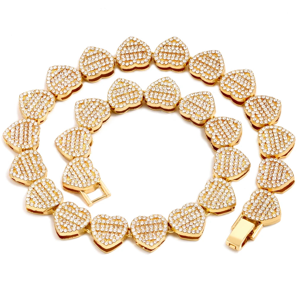 Miami Ice 10mm Iced Heart Necklace - White Gold