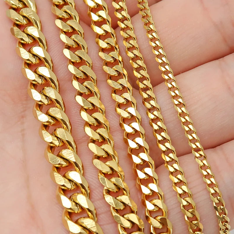 Stainless Steel Cuban Link Necklace Set