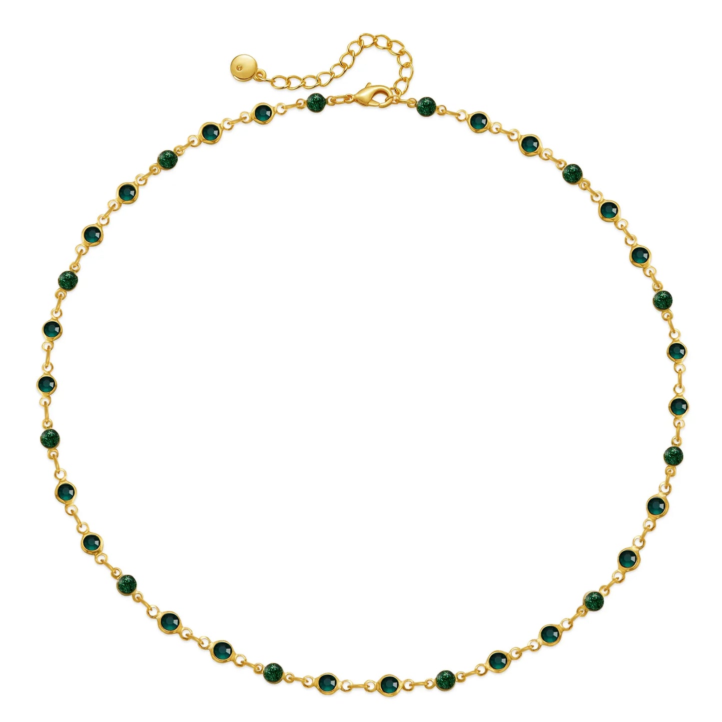 Miami Ice 9mm Green Centre Stone Link Chain - Gold