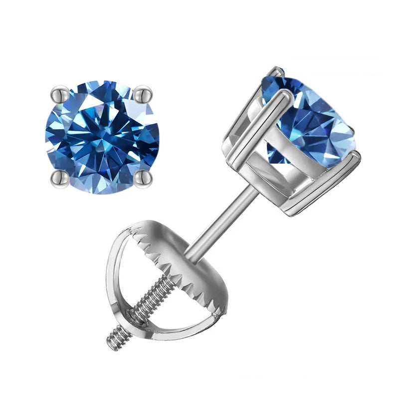 Moissanite Screws Back Ear Studs