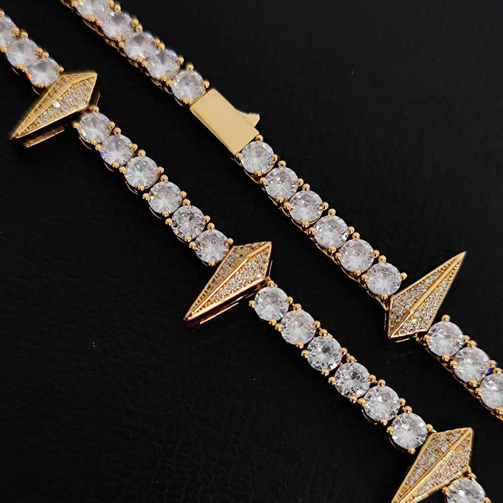 Miami Ice Thorn Moissanite Tennis Chain - Gold Vermeil
