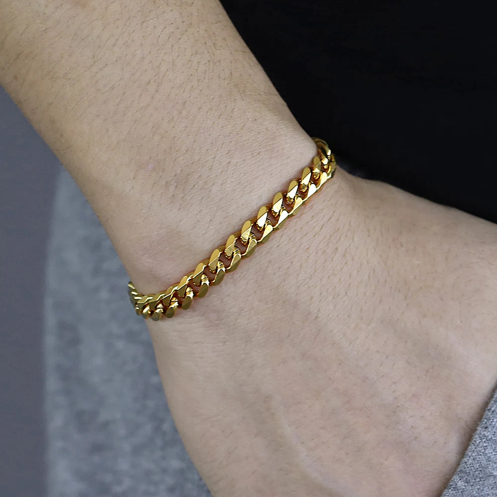 Miami Ice 8mm Miami Cuban Link Bracelet - Gold
