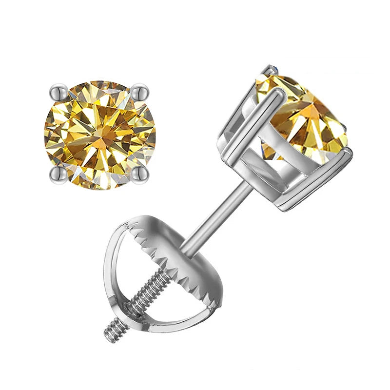Moissanite Screws Back Ear Studs