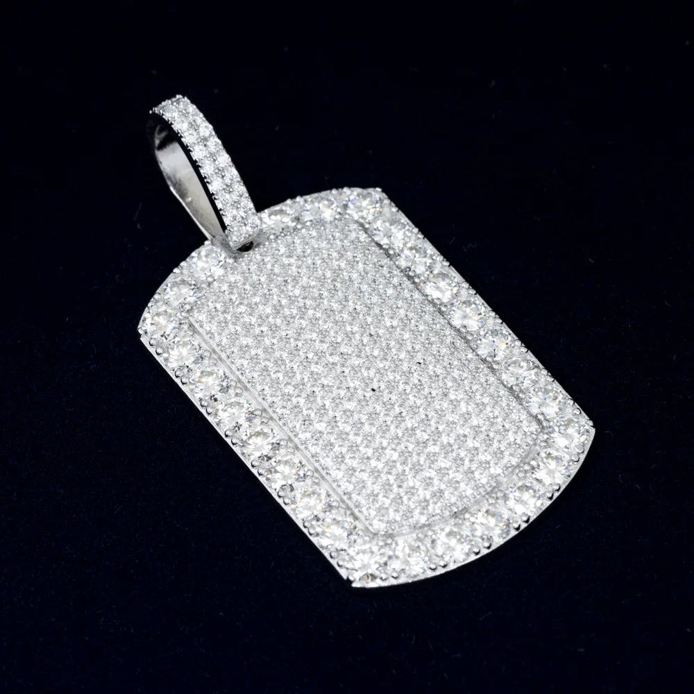 Miami Ice Moissanite Dog Tag Pendant - Vermeil Gold