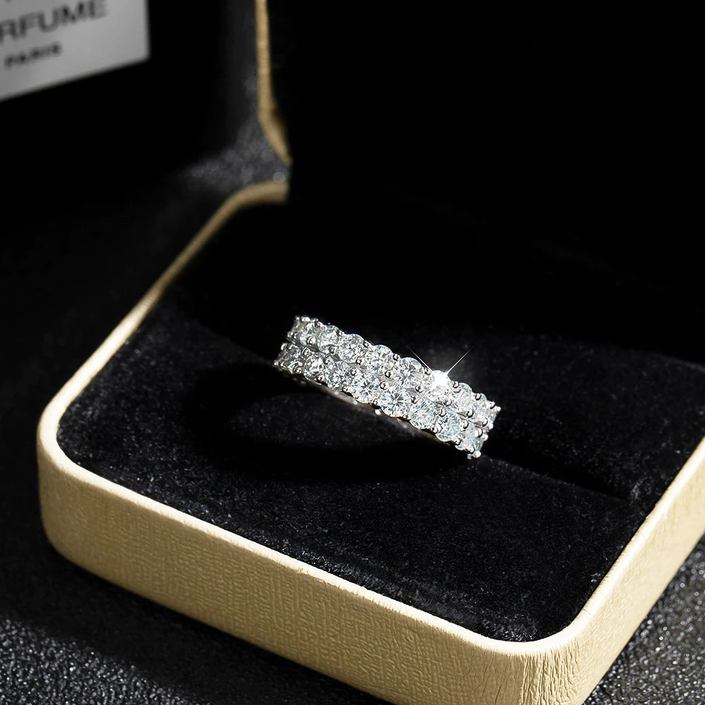 Miami Ice 2-Row Moissanite Band Ring - Vermeil Gold