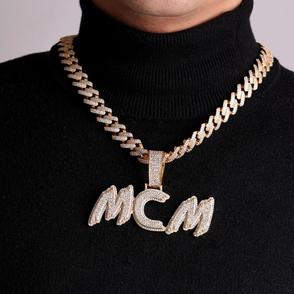 Bubble Letter Personalized Necklace for Men