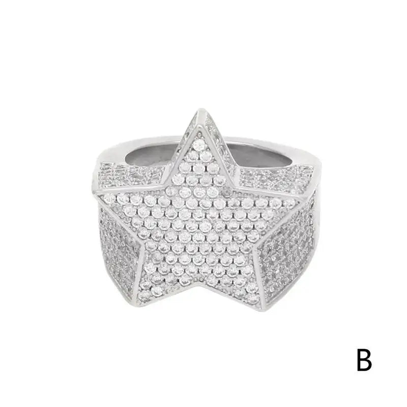 Hip Hop Rock Five Star Rings