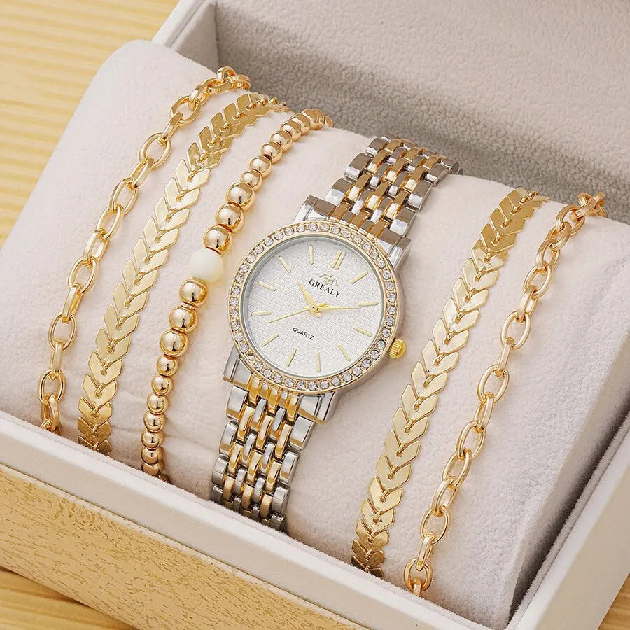 6pcs Dainty Quartz Watches & Bracelet Set