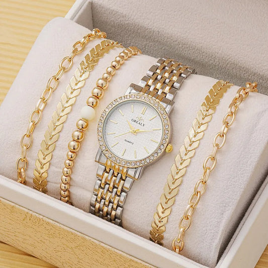 6pcs Dainty Quartz Watches & Bracelet Set