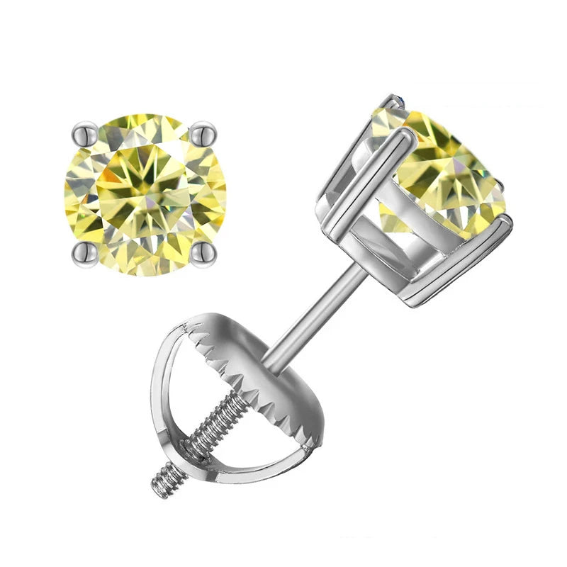 Moissanite Screws Back Ear Studs