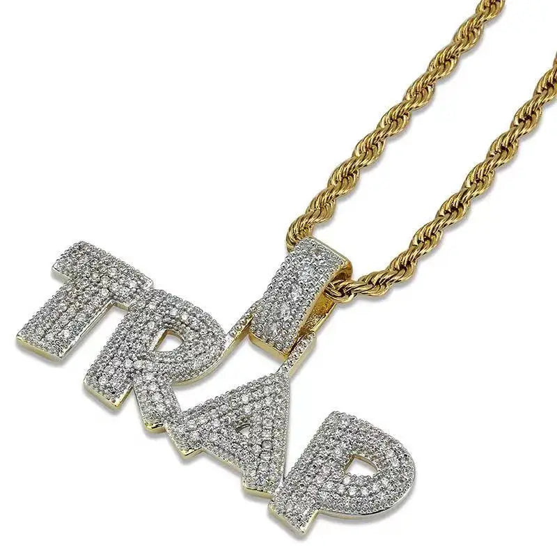 Miami Ice Rockstar Custom Name Pendant - White Gold
