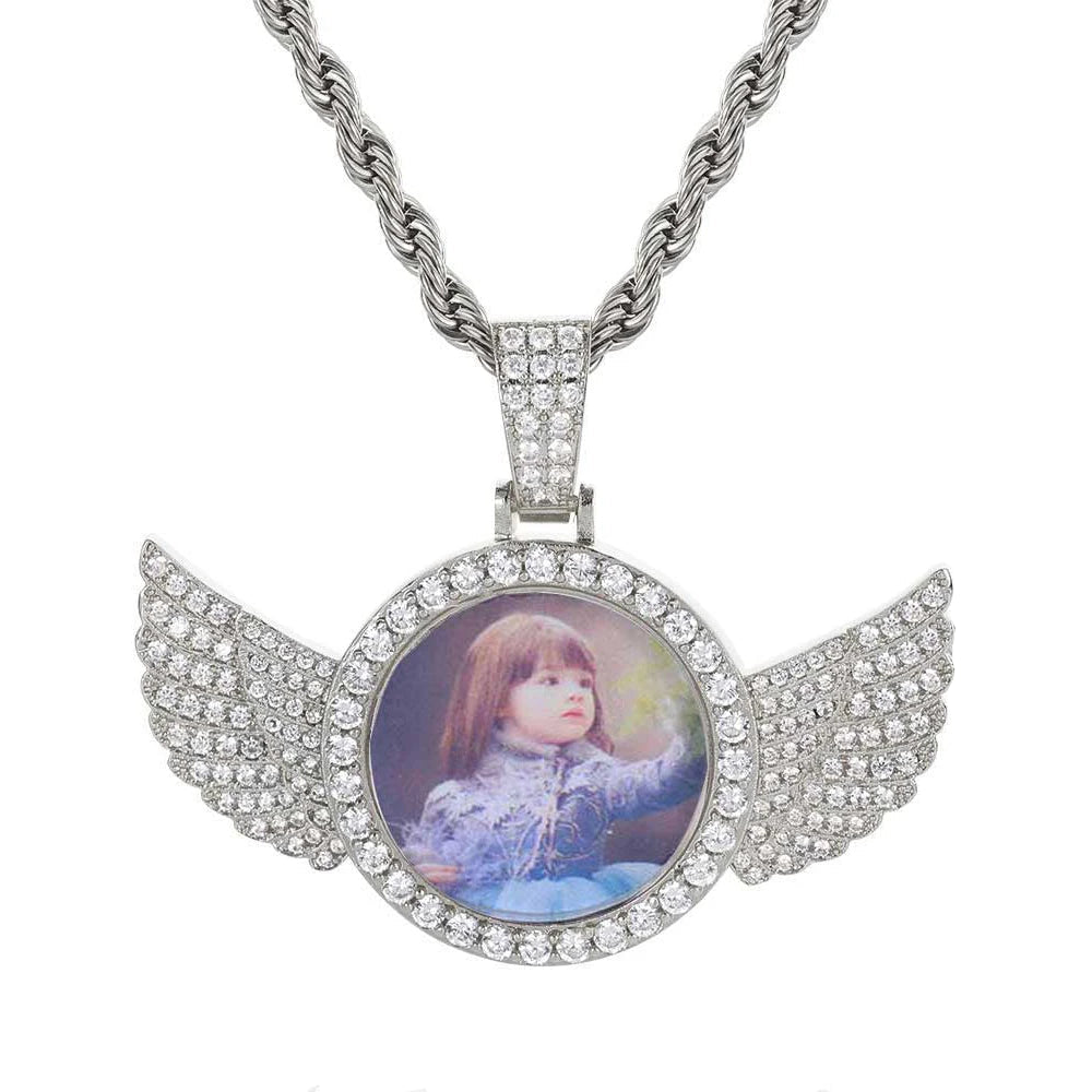 Miami Ice Custom Wing Photo Pendant - White Gold