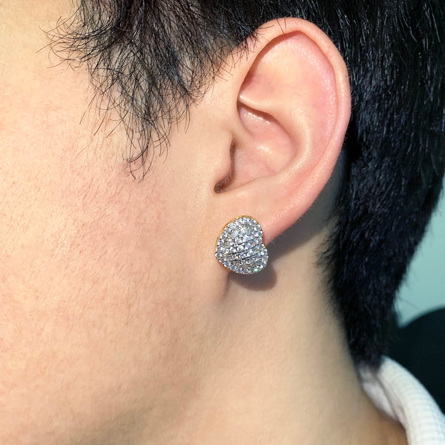 Miami Ice 14MM Tennis Heart Iced Out Stud Earrings
