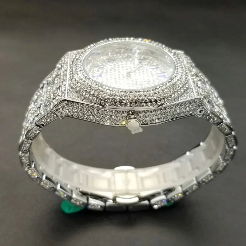 Miami Ice New Arab Number Luxury Diamond Bling Quartz Watch for Men