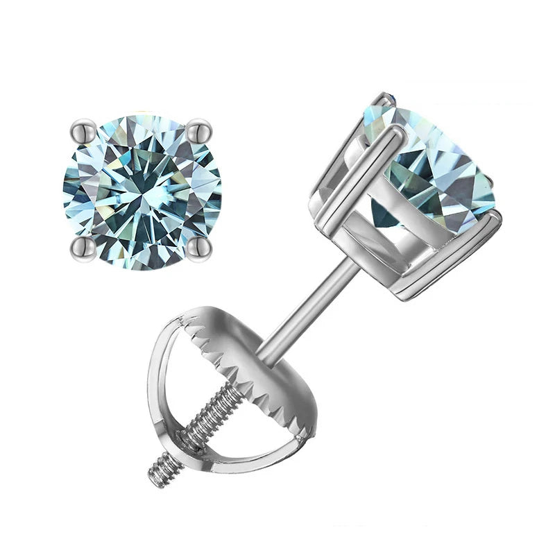 Moissanite Screws Back Ear Studs