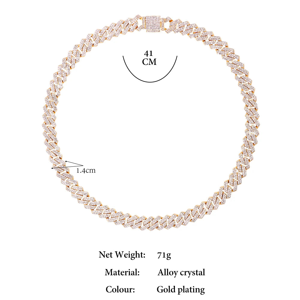 Miami Ice 14MM Iced Prong Link Cuban Chain Necklace