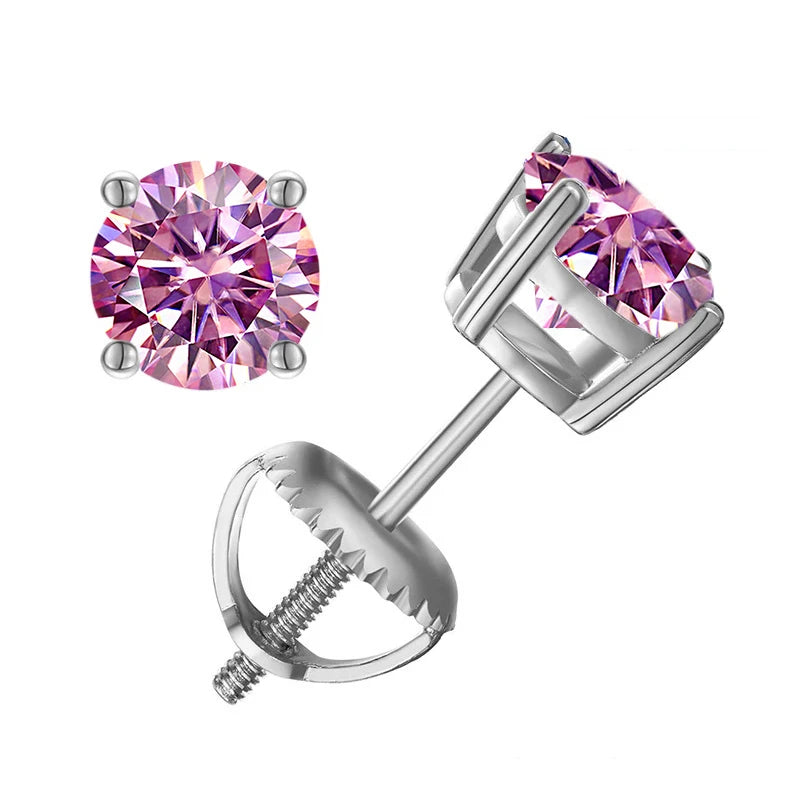 Moissanite Screws Back Ear Studs