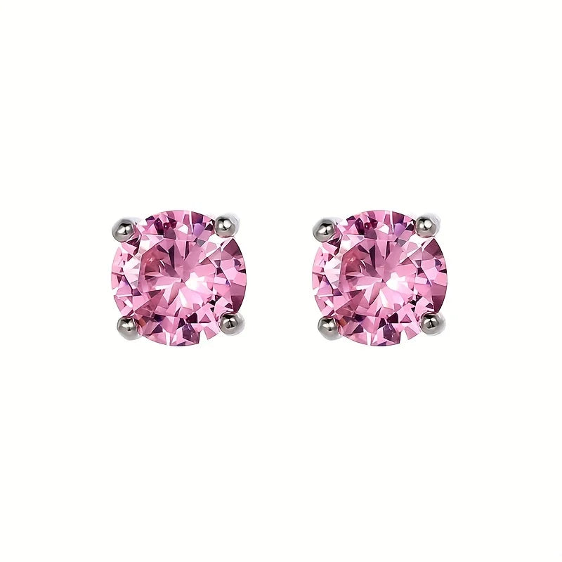 Miami Ice Pink Vvs Round 1ct Earrings - White Gold Vermeil