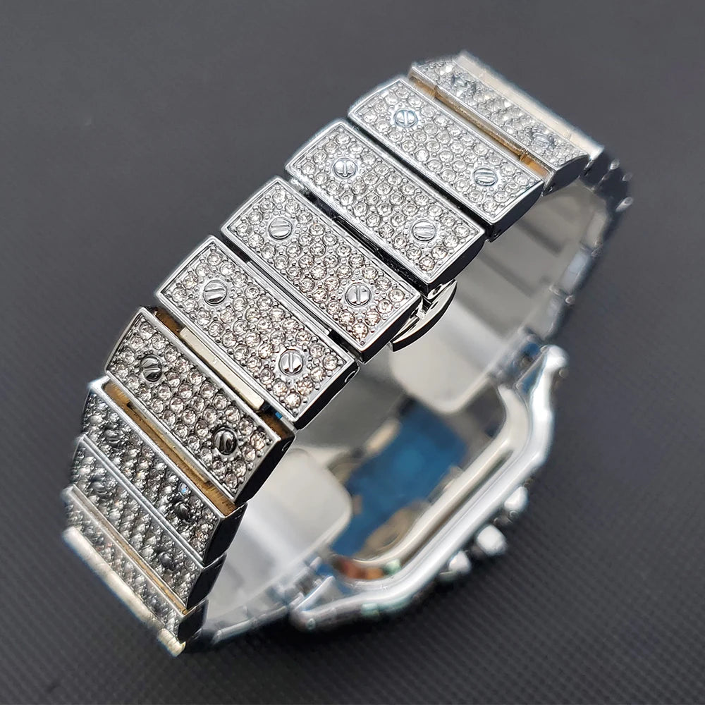 Miami Ice Moissanite Blue Leather Band vs Gra Certified Watch