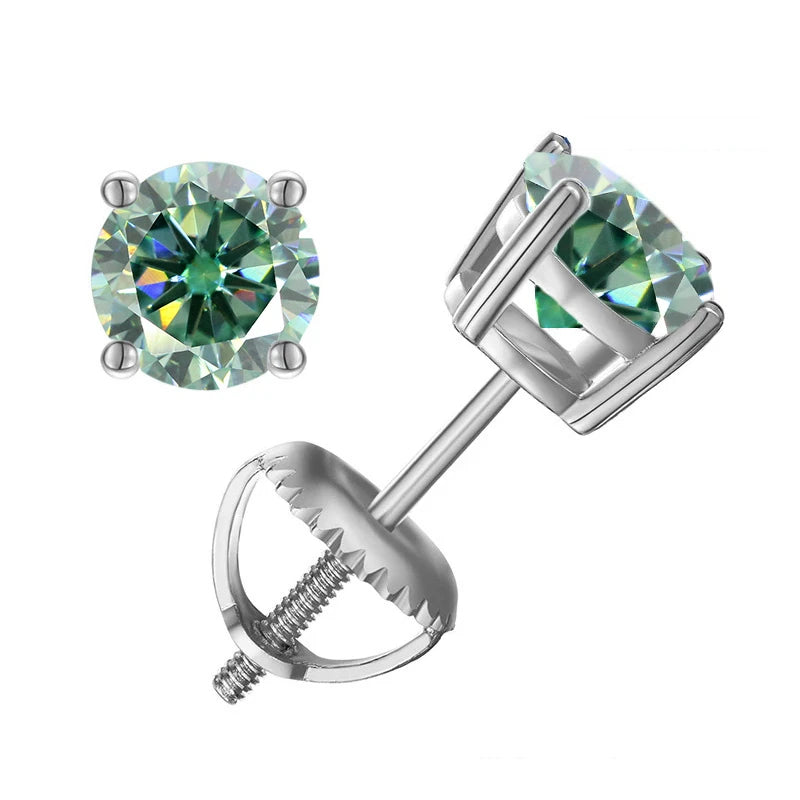 Moissanite Screws Back Ear Studs