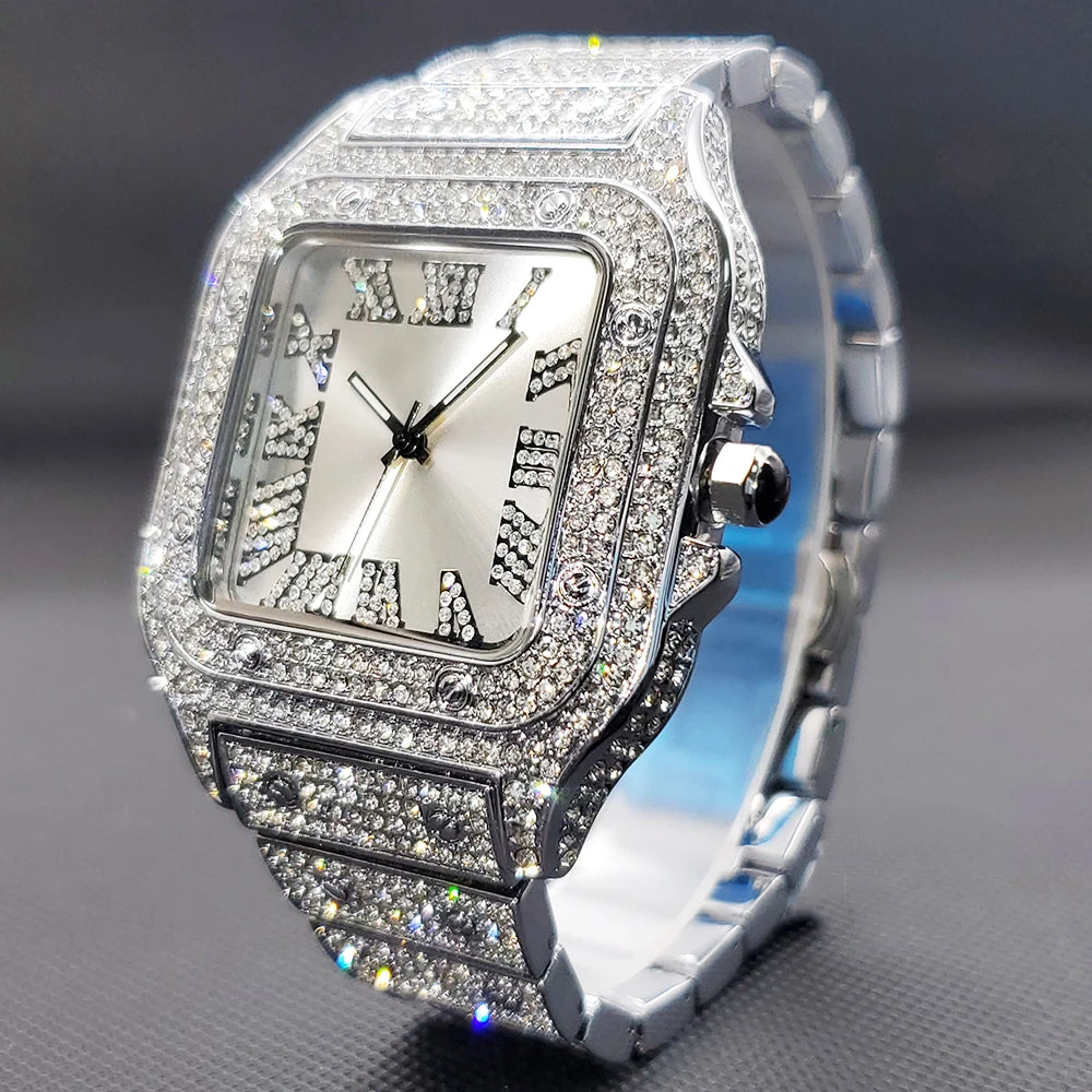 Miami Ice Moissanite Blue Leather Band vs Gra Certified Watch