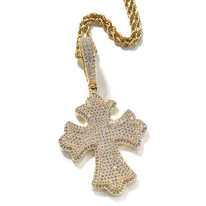 Miami Ice Baguette Cross Pendant