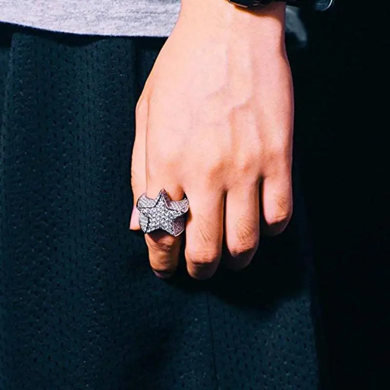 Hip Hop Rock Five Star Rings
