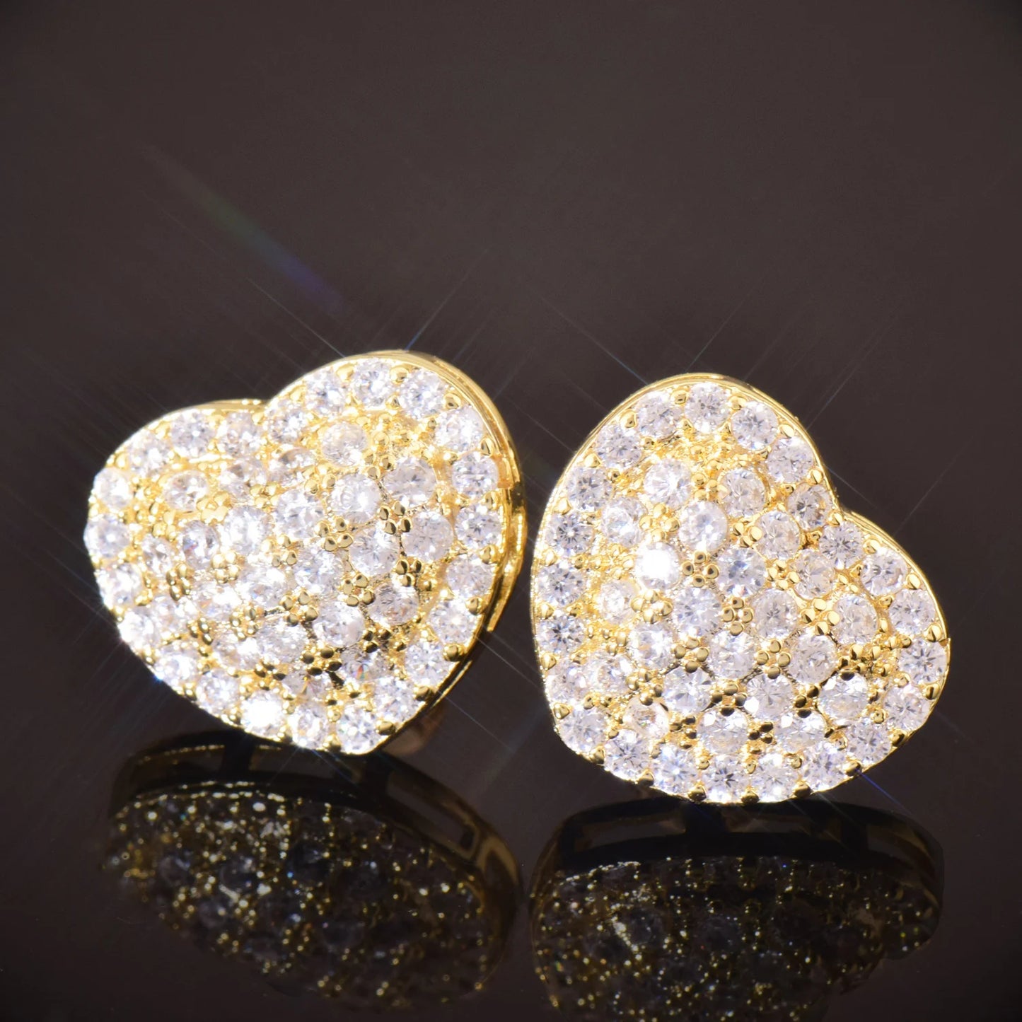 Miami Ice 14MM Tennis Heart Iced Out Stud Earrings