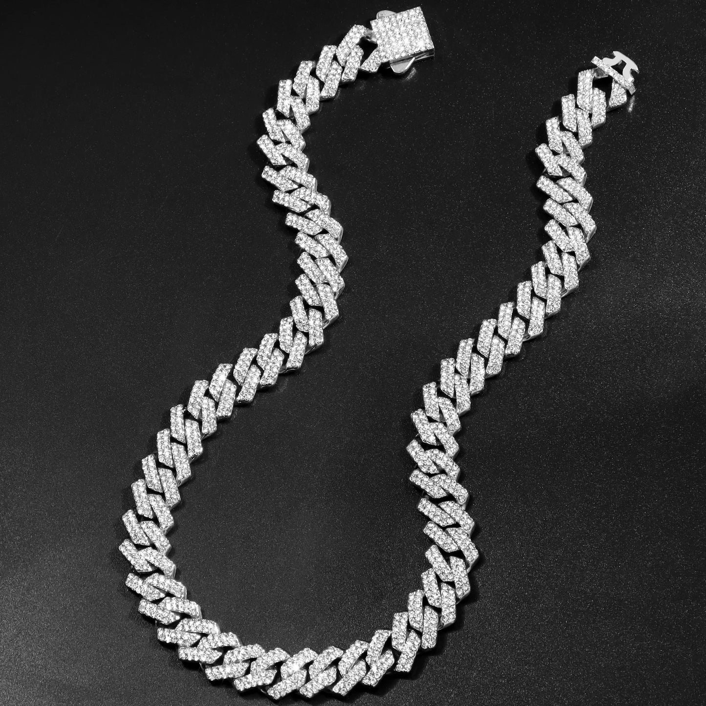 Iced Out 14MM Prong Rhombus Diamond Cuban Link Chain