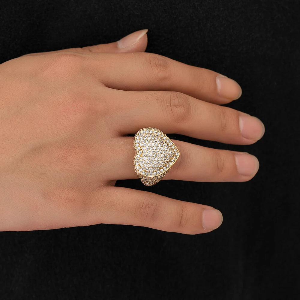 Miami Ice Two Tone Moissanite Heart Shaped Ring - Vermeil Gold