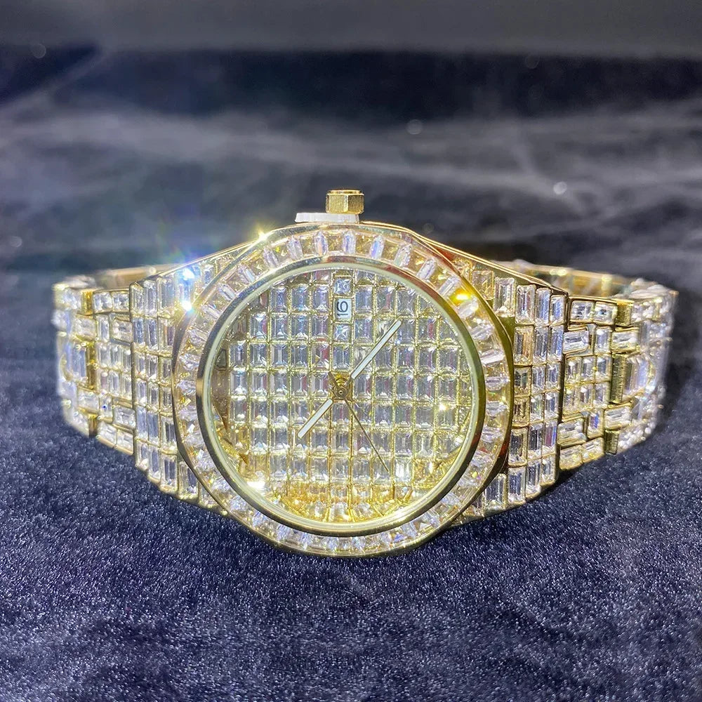 Miami Ice Luxury Hip Hop Men's Baguette Diamond Watch