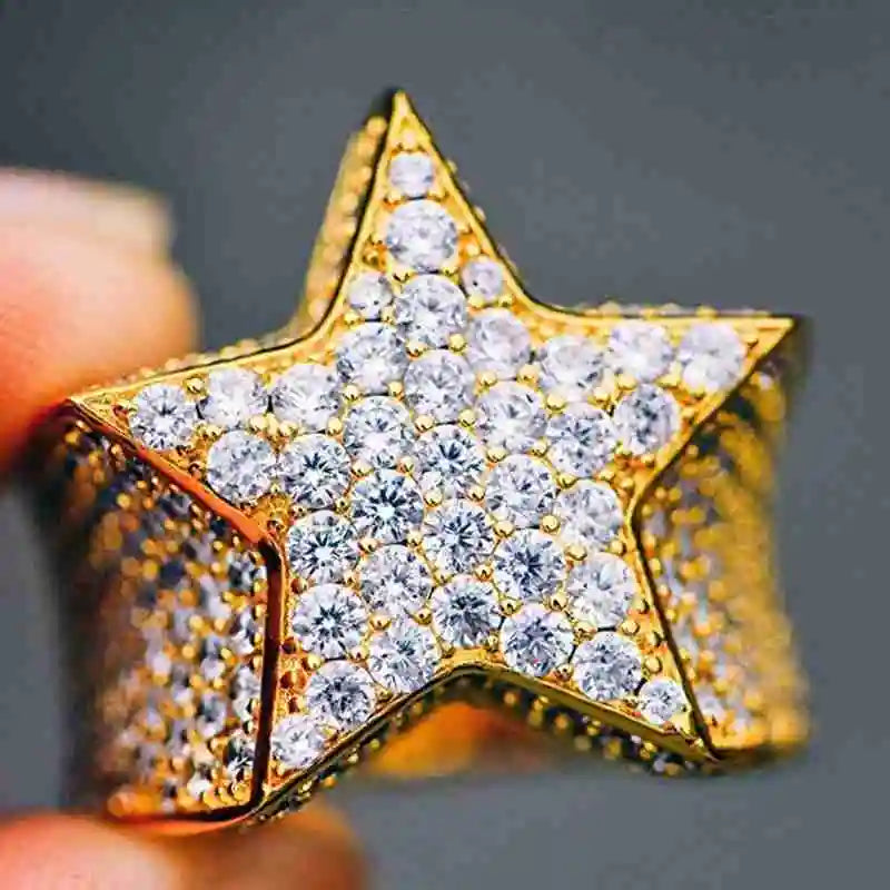 Hip Hop Rock Five Star Rings