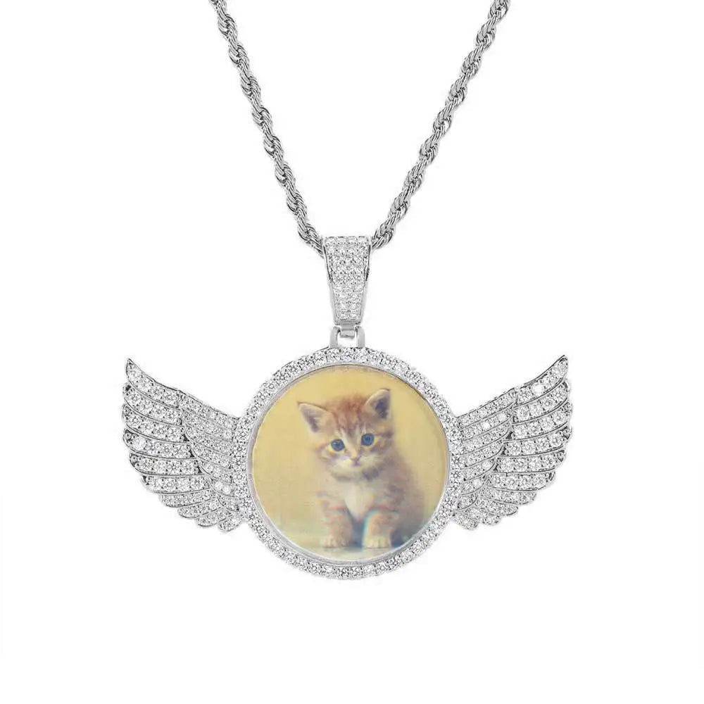Miami Ice Custom Wing Photo Pendant - White Gold