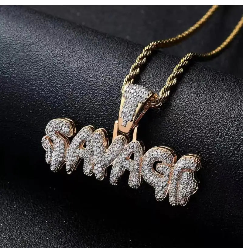 Hip Hop Ice Out Alphabet Savage Pendant Necklace