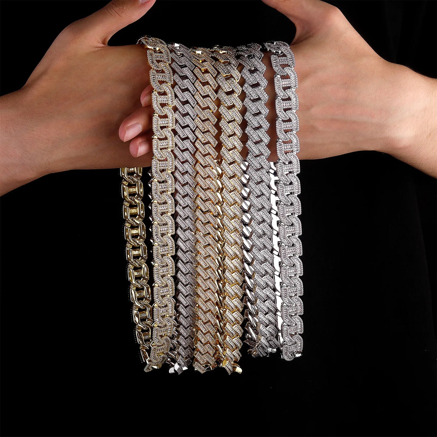 Miami Ice 10mm Diamond Prong Link Chain - White Gold