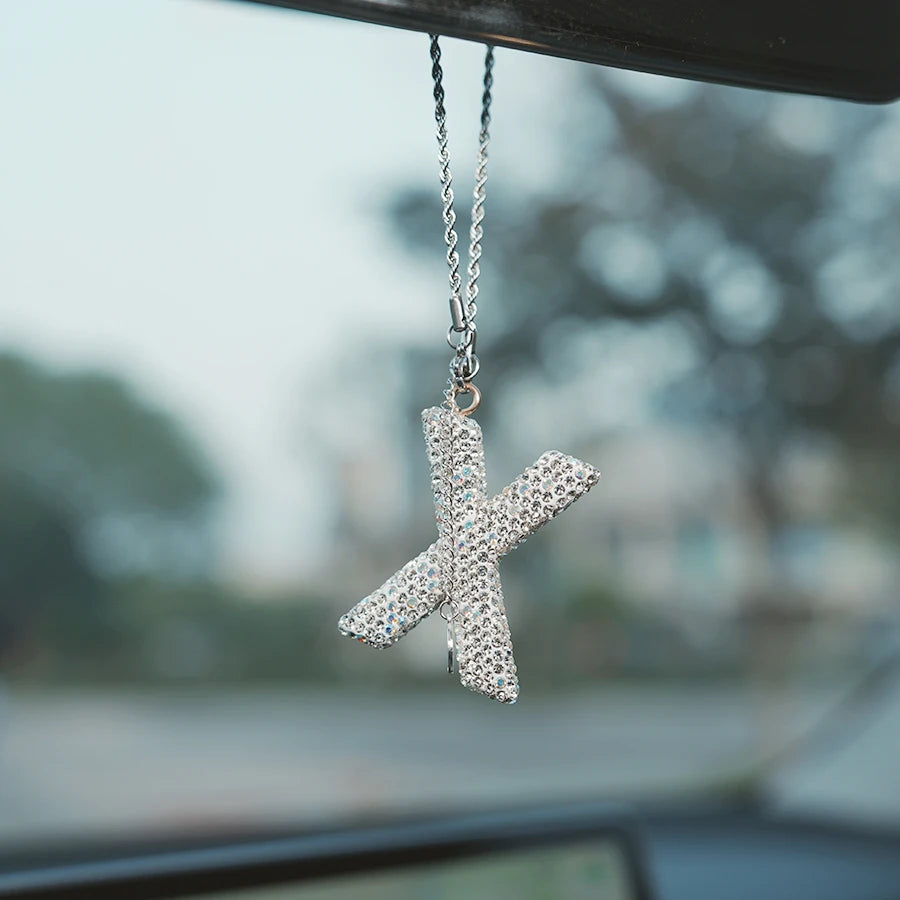 26 Inlaid Artificial Diamond English Letters Pendants