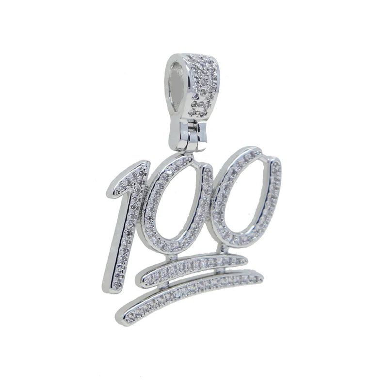 Iced Out Bling Score 100 Pendant Necklace