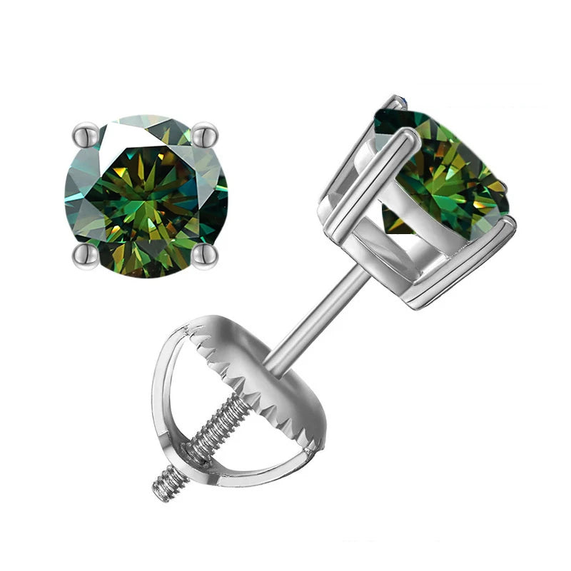 Moissanite Screws Back Ear Studs