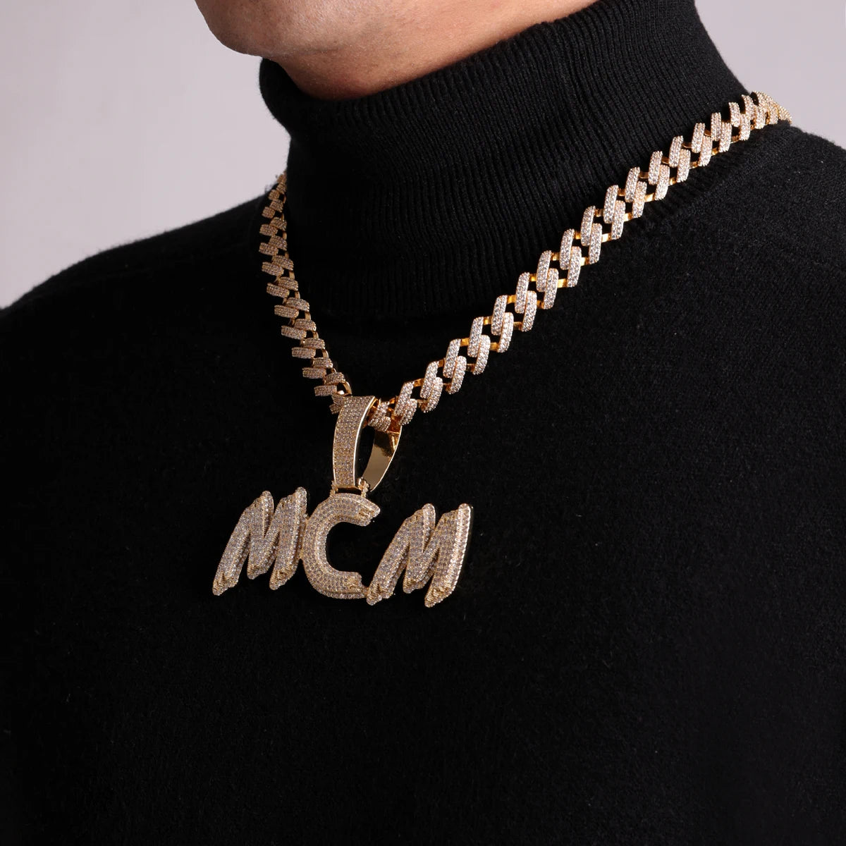 Bubble Letter Personalized Necklace for Men