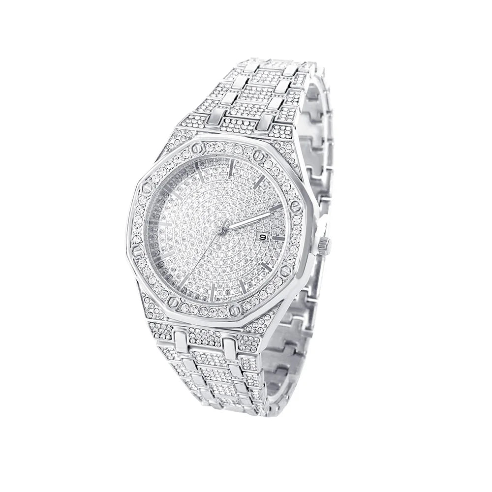 Miami Ice Moissanite White Tone Iced Out Watch